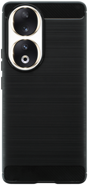 Honor 90 ütésálló szilikon tok szálcsiszolt-karbon minta légpárnás sarok fekete