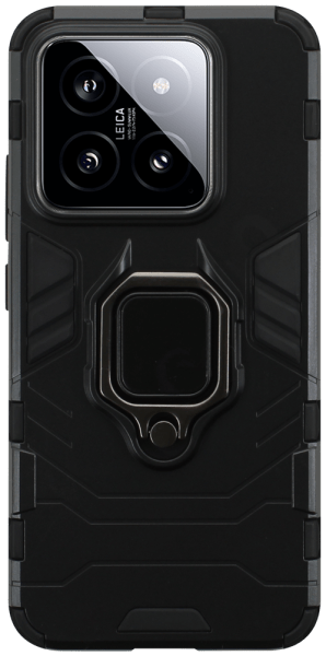 Xiaomi 14 ütésálló tok légpárnás sarkas, hibrid Ring Armor fekete