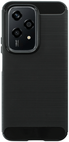Honor 200 Lite ütésálló szilikon tok szálcsiszolt-karbon minta légpárnás sarok fekete