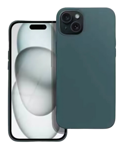 Apple iPhone 15 szilikon tok kameravédővel matt sötétzöld