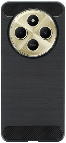 Xiaomi Redmi 14C ütésálló szilikon tok szálcsiszolt-karbon minta légpárnás sarok fekete