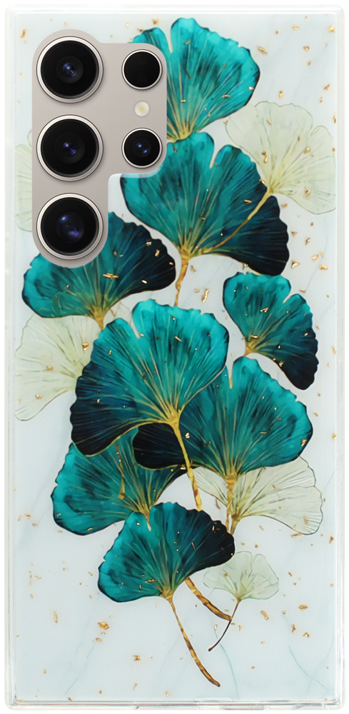 Samsung Galaxy S24 Ultra (SM-S928B) kemény hátlap Gold Glam Leaves
