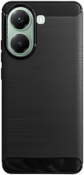 Xiaomi Poco X7 Pro ütésálló szilikon tok szálcsiszolt-karbon minta légpárnás sarok fekete