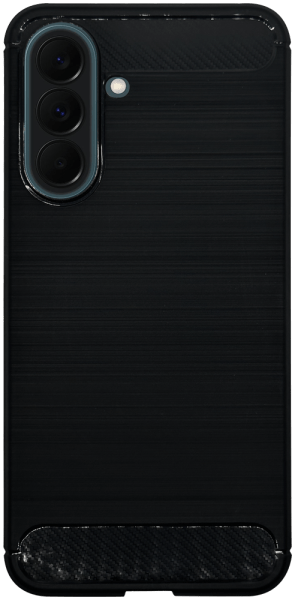 Samsung Galaxy A37 5G ütésálló szilikon tok szálcsiszolt-karbon minta légpárnás sarok fekete