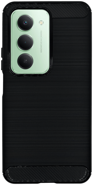 Xiaomi Redmi 15 ütésálló szilikon tok szálcsiszolt-karbon minta légpárnás sarok fekete