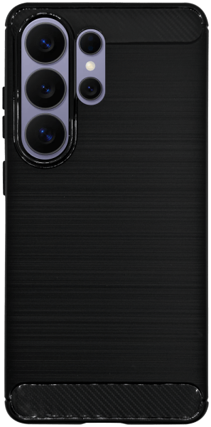 Samsung Galaxy S26 Ultra ütésálló szilikon tok szálcsiszolt-karbon minta légpárnás sarok fekete